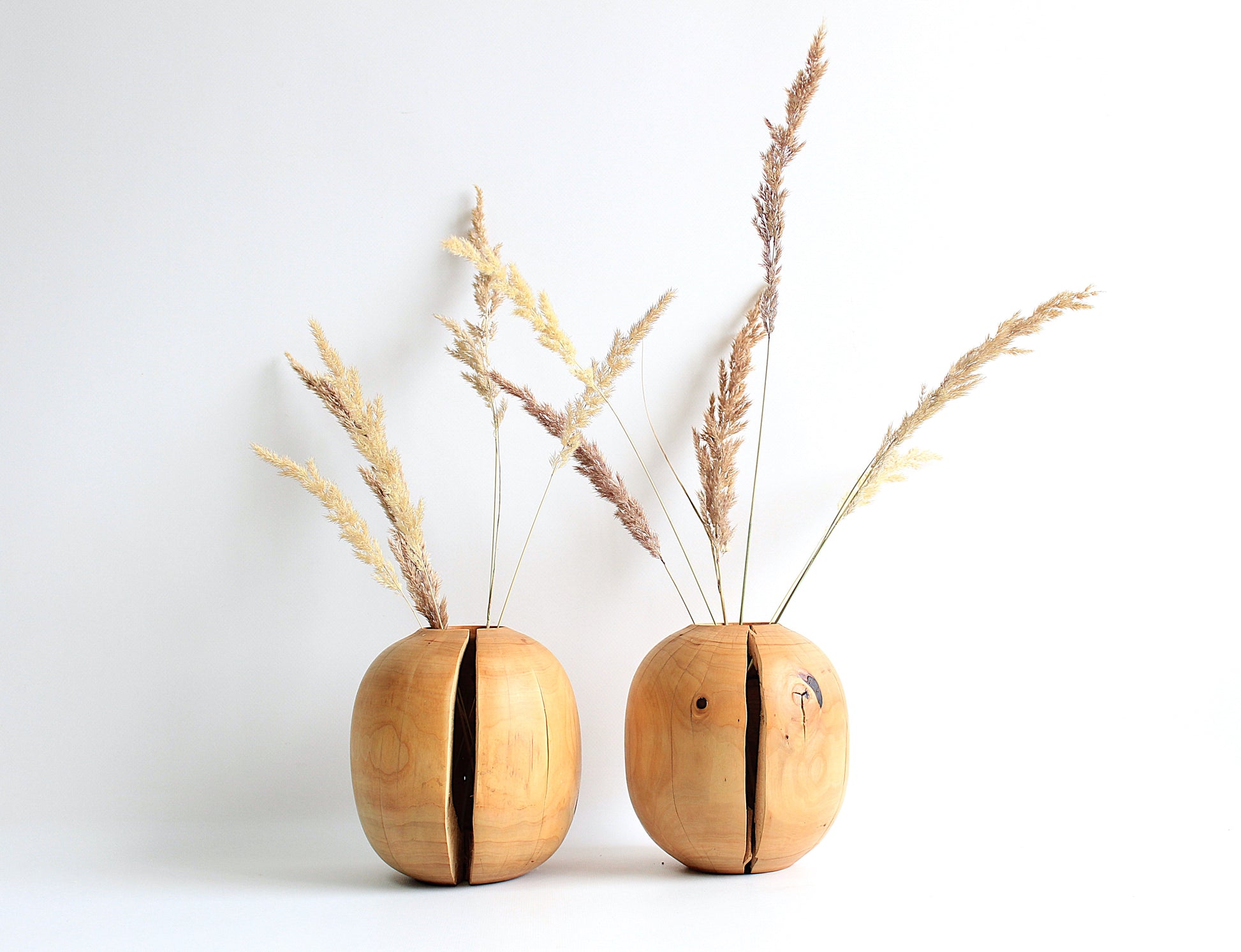 Handcrafted Pear Wood Vase for Dried Flowers - Artisan Made
