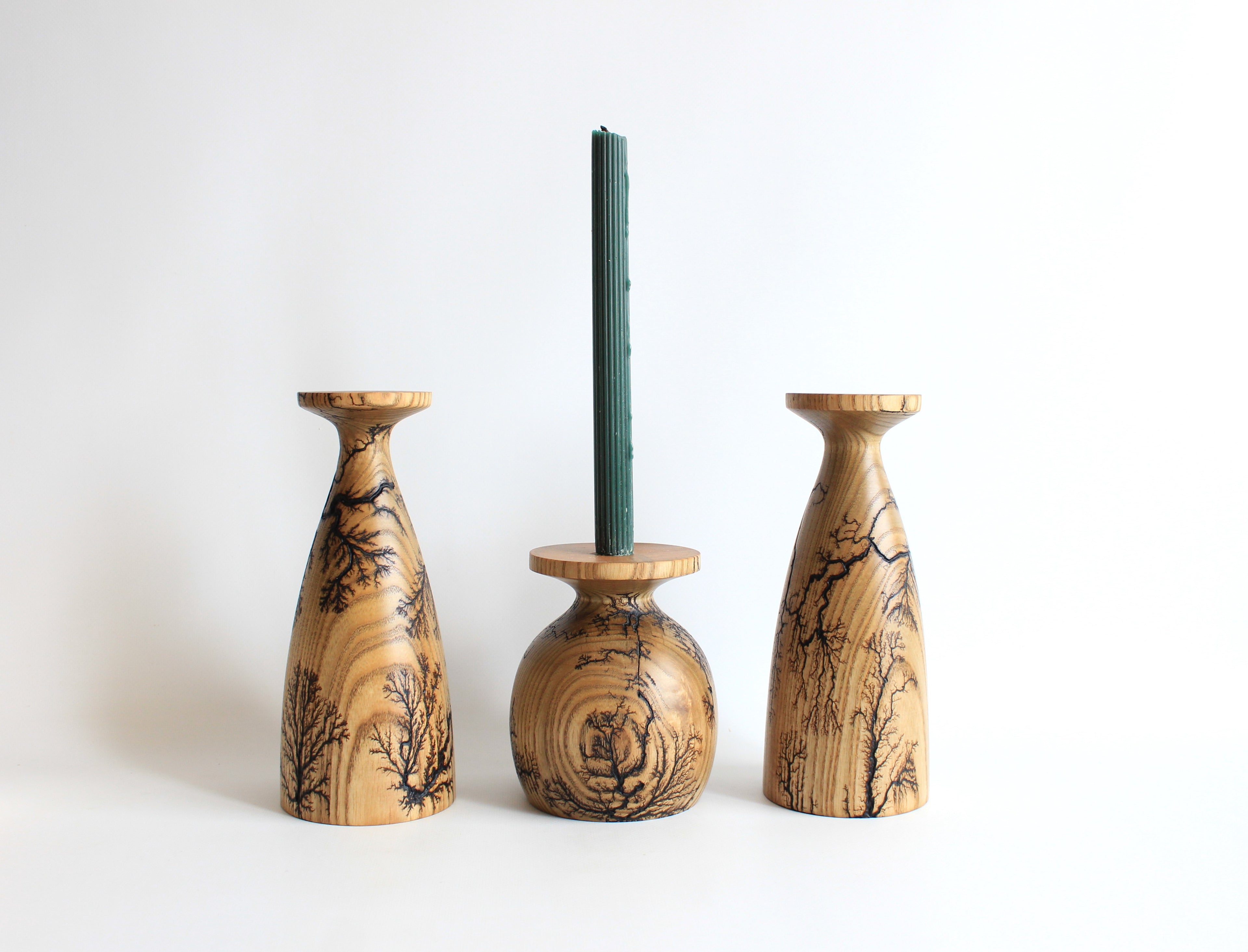 Handcrafted Pear Wood Candle Holder Set - Artisan Collection