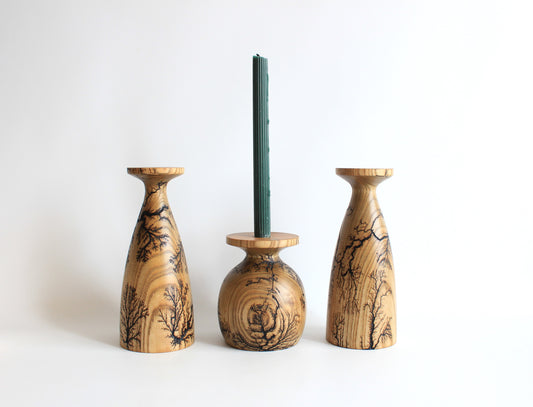 Handcrafted Pear Wood Candle Holder Set - Artisan Collection