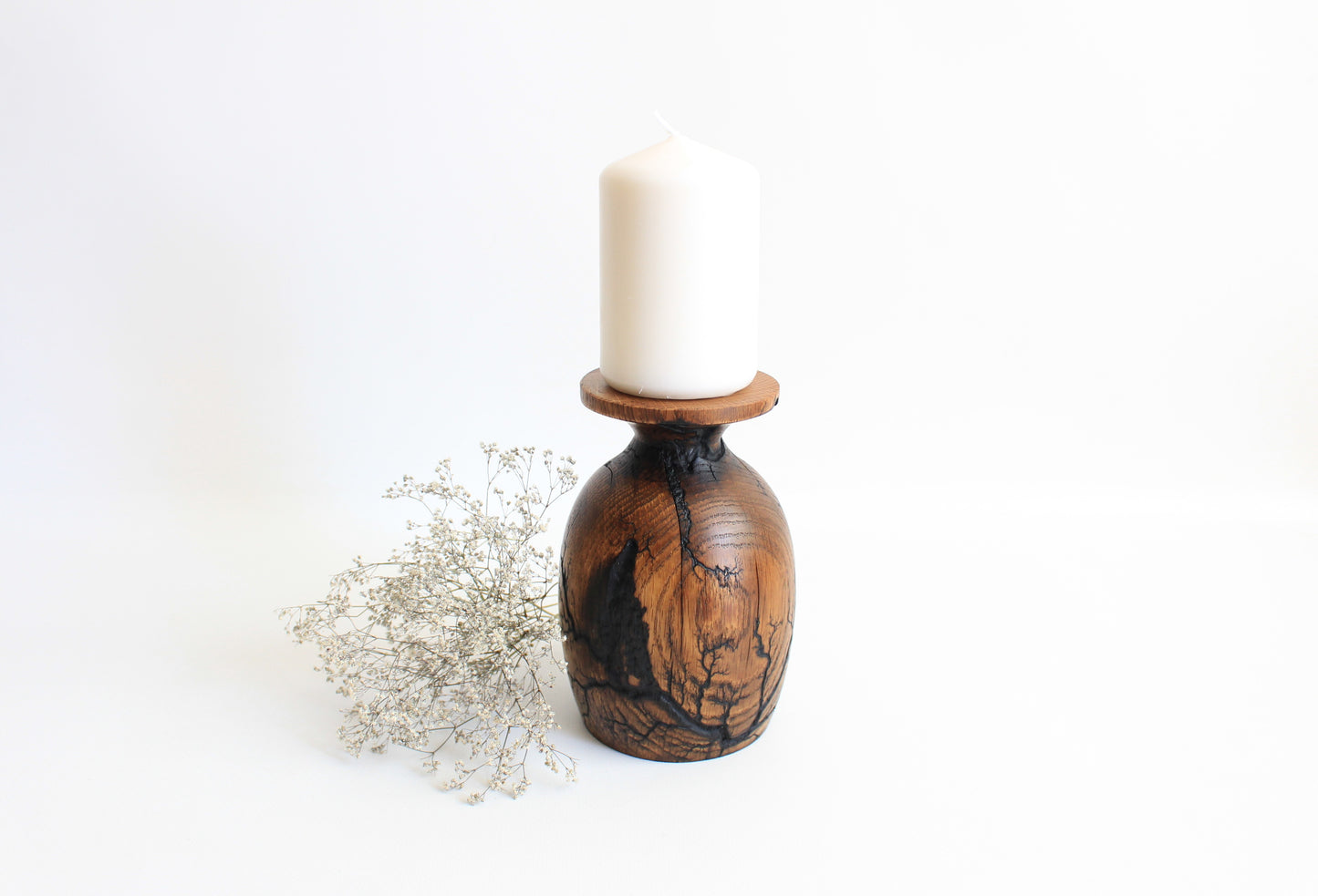Handcrafted Decorative Pear Wood Candle Holder - Artistic Design