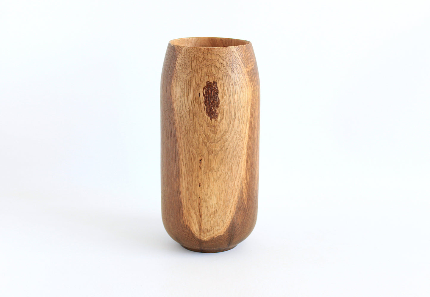 Small Handcrafted Oak Wood Vase for Dried Flowers