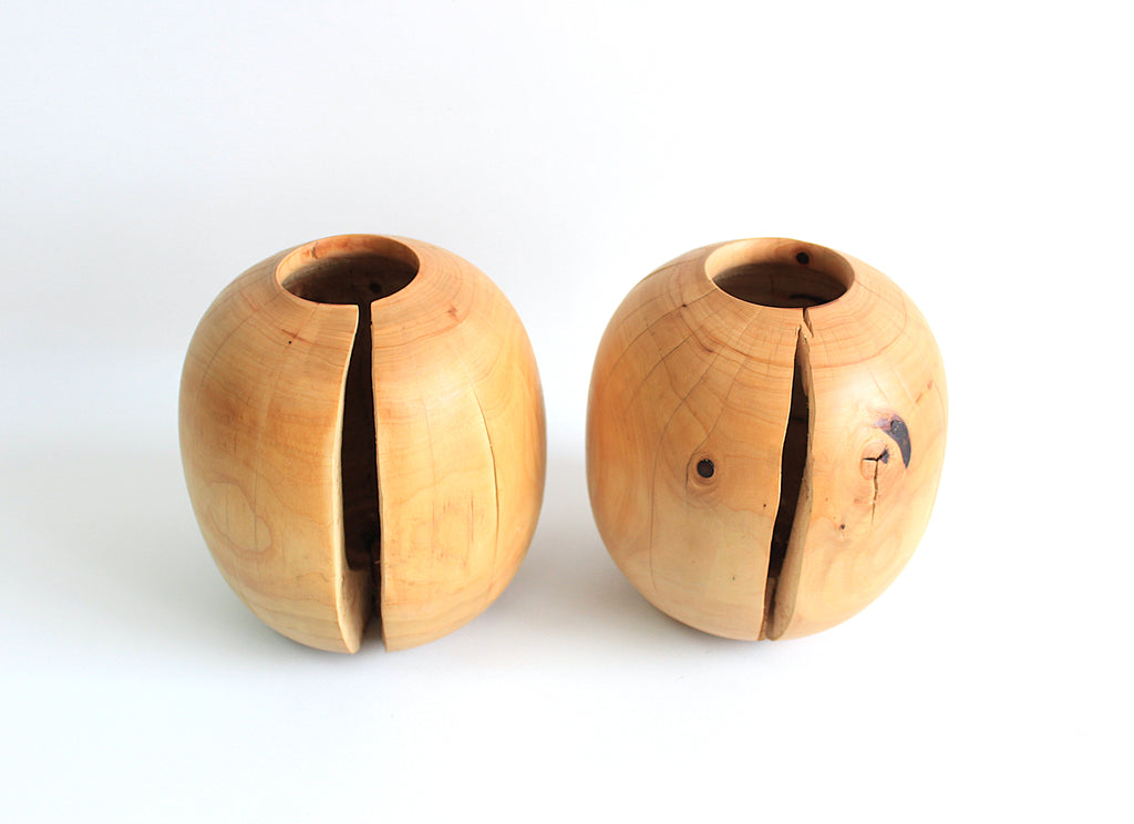 Handcrafted Pear Wood Vase for Dried Flowers - Artisan Made
