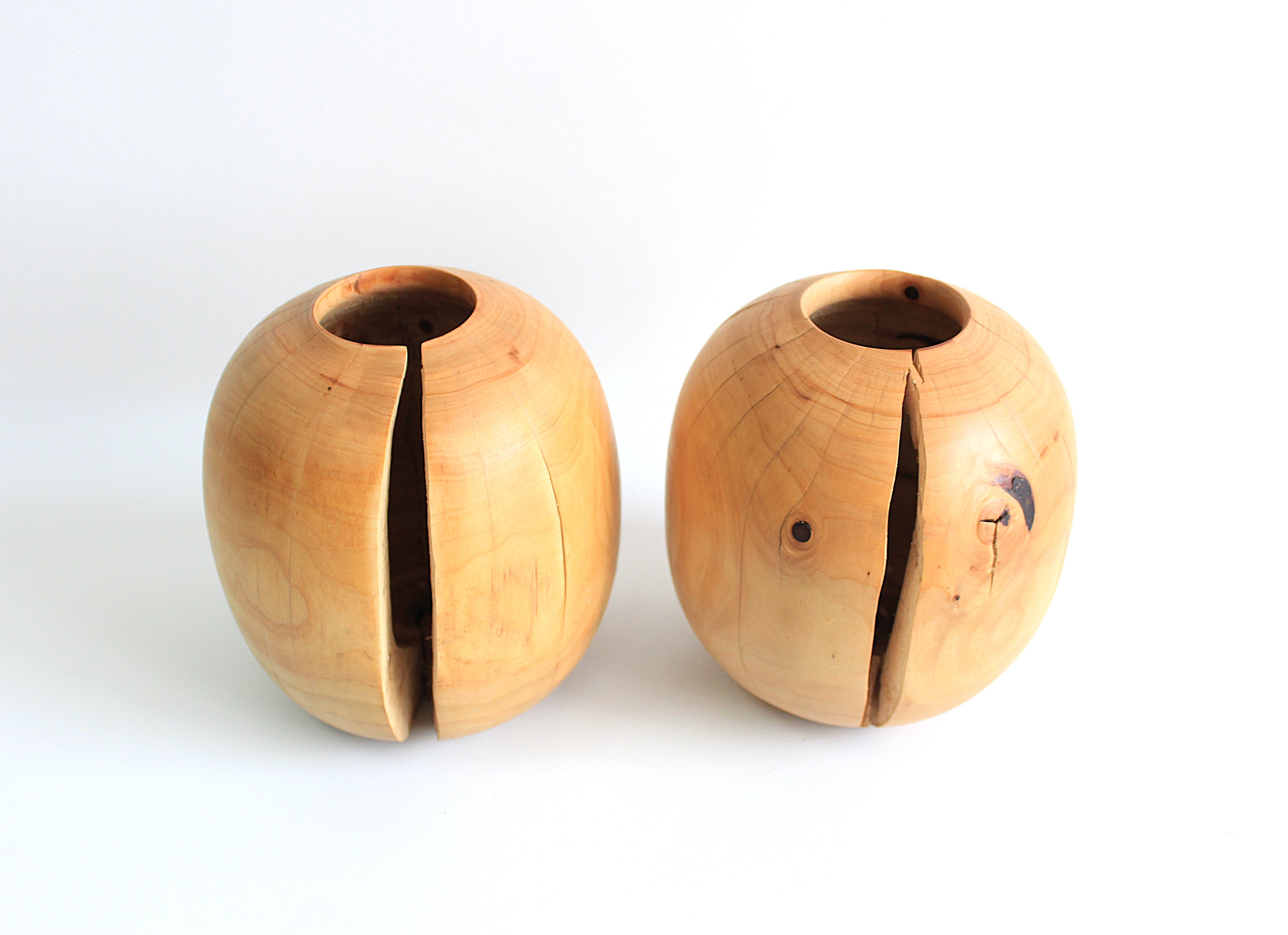 Handcrafted Pear Wood Vase for Dried Flowers - Artisan Made