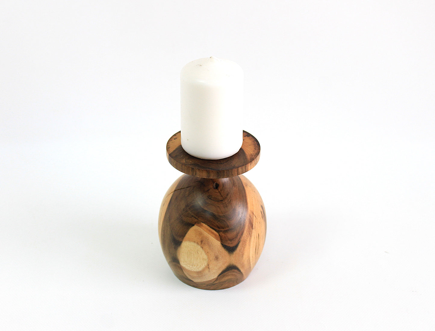 Handcrafted Oak Wood Candle Holder - Artisan Home Decor
