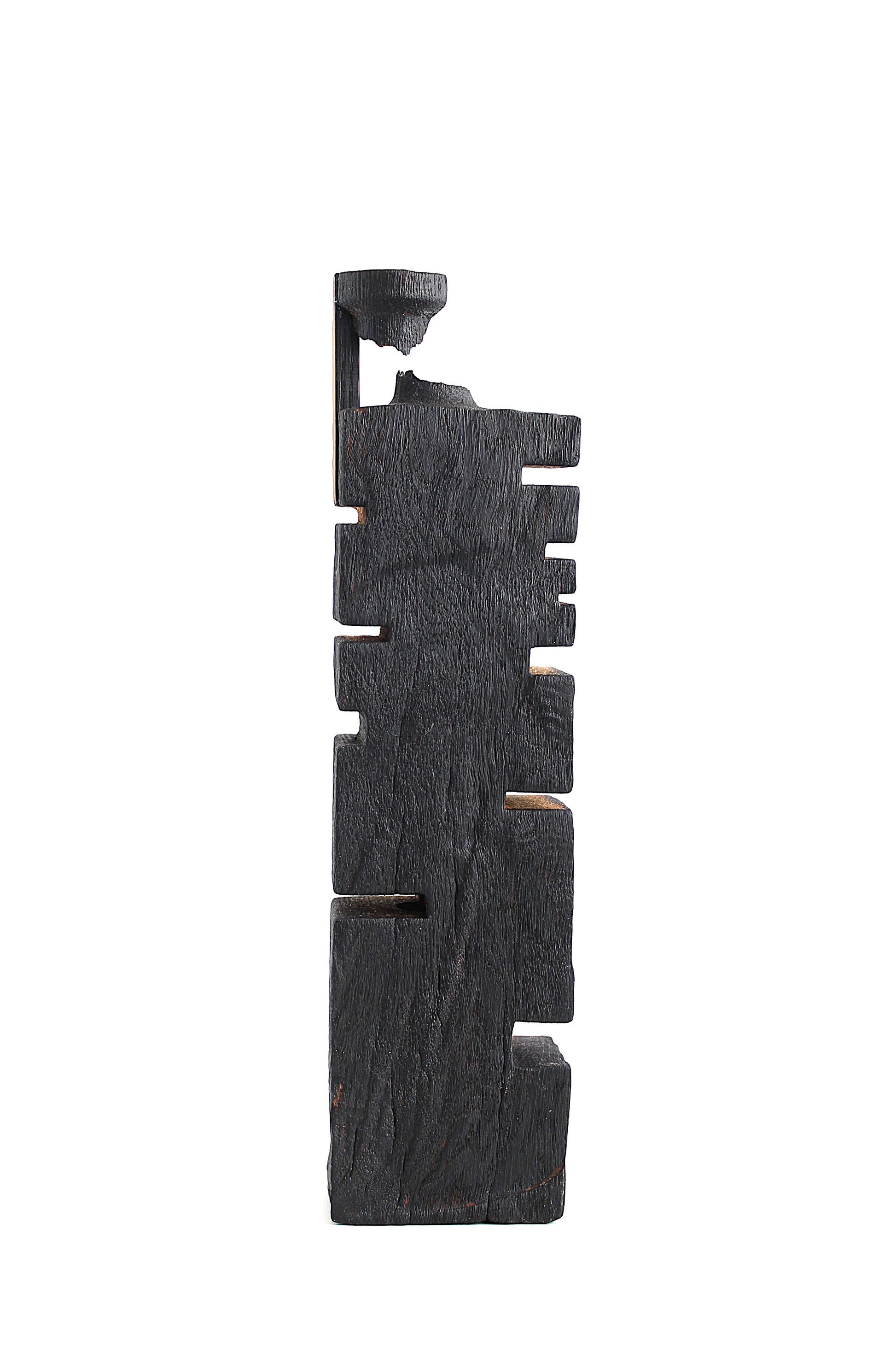 Handcrafted Black Oak Wood Vase for Dried Flowers