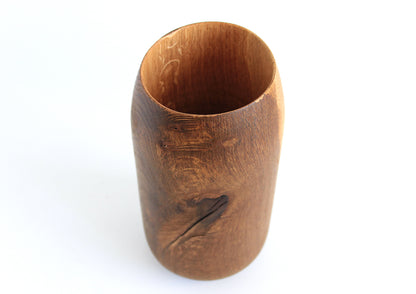 Small Handcrafted Oak Wood Vase for Dried Flowers