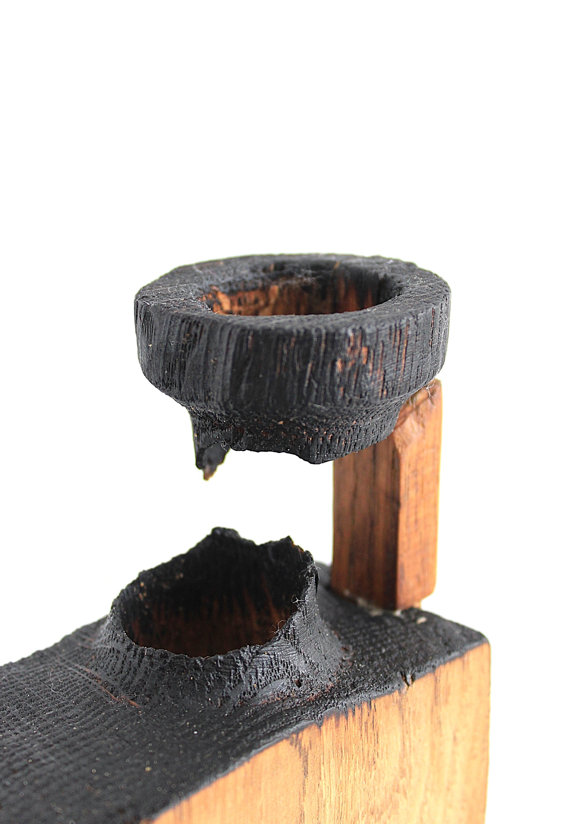 Handcrafted Black Oak Wood Vase for Dried Flowers