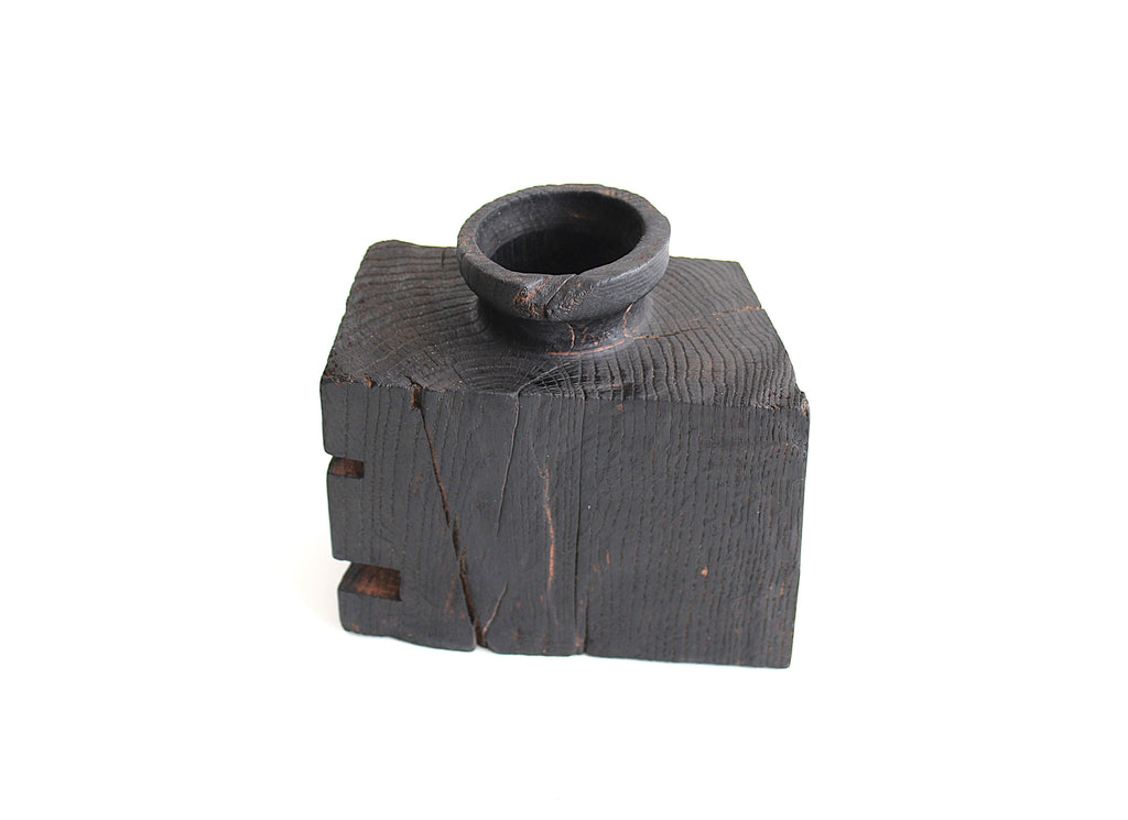 Small Handcrafted Oak Wood Vase for Interior Decor