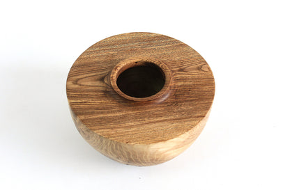 Large Handcrafted Oak Wood Vase for Interior Design