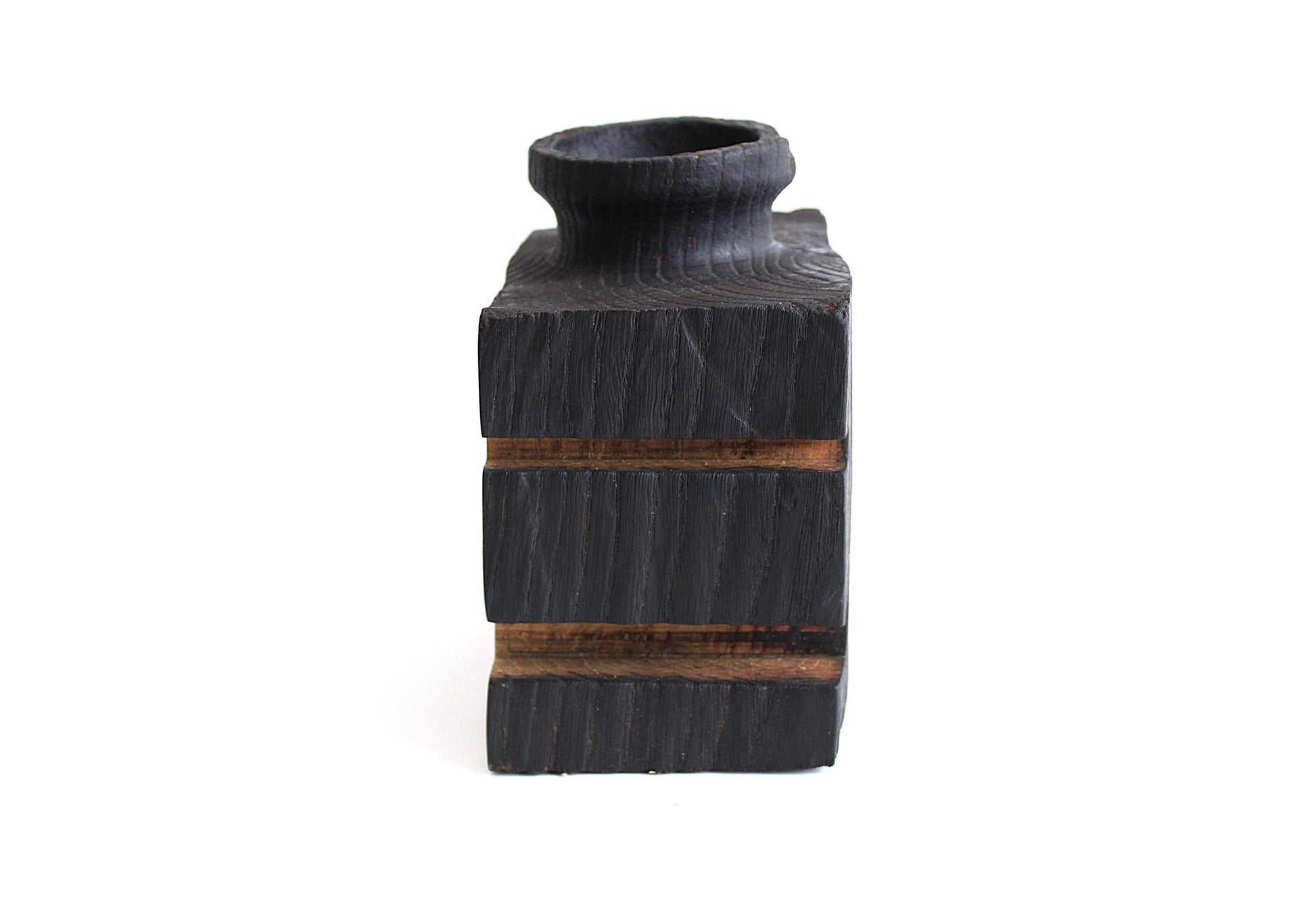 Small Handcrafted Oak Wood Vase for Interior Decor