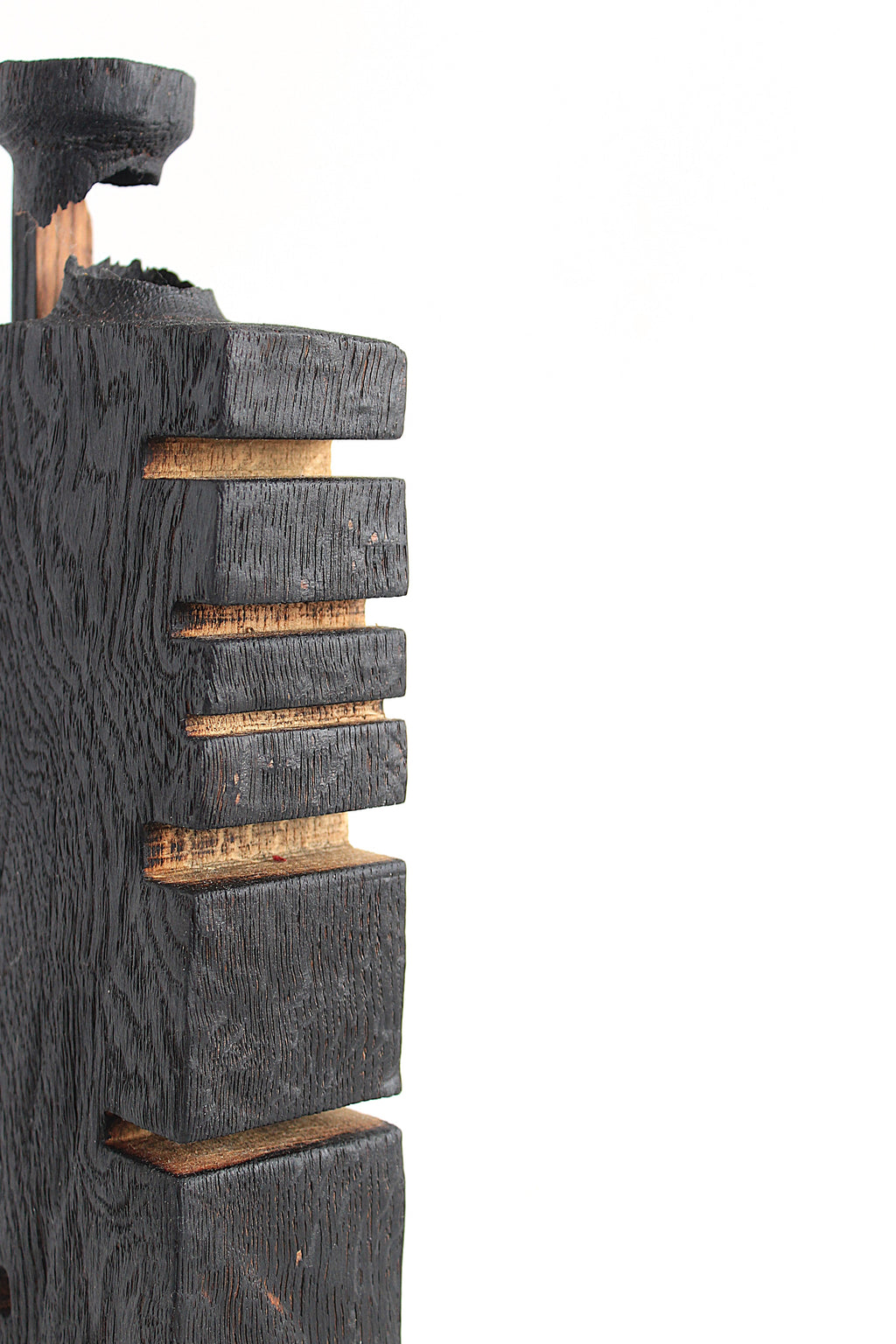 Handcrafted Black Oak Wood Vase for Dried Flowers