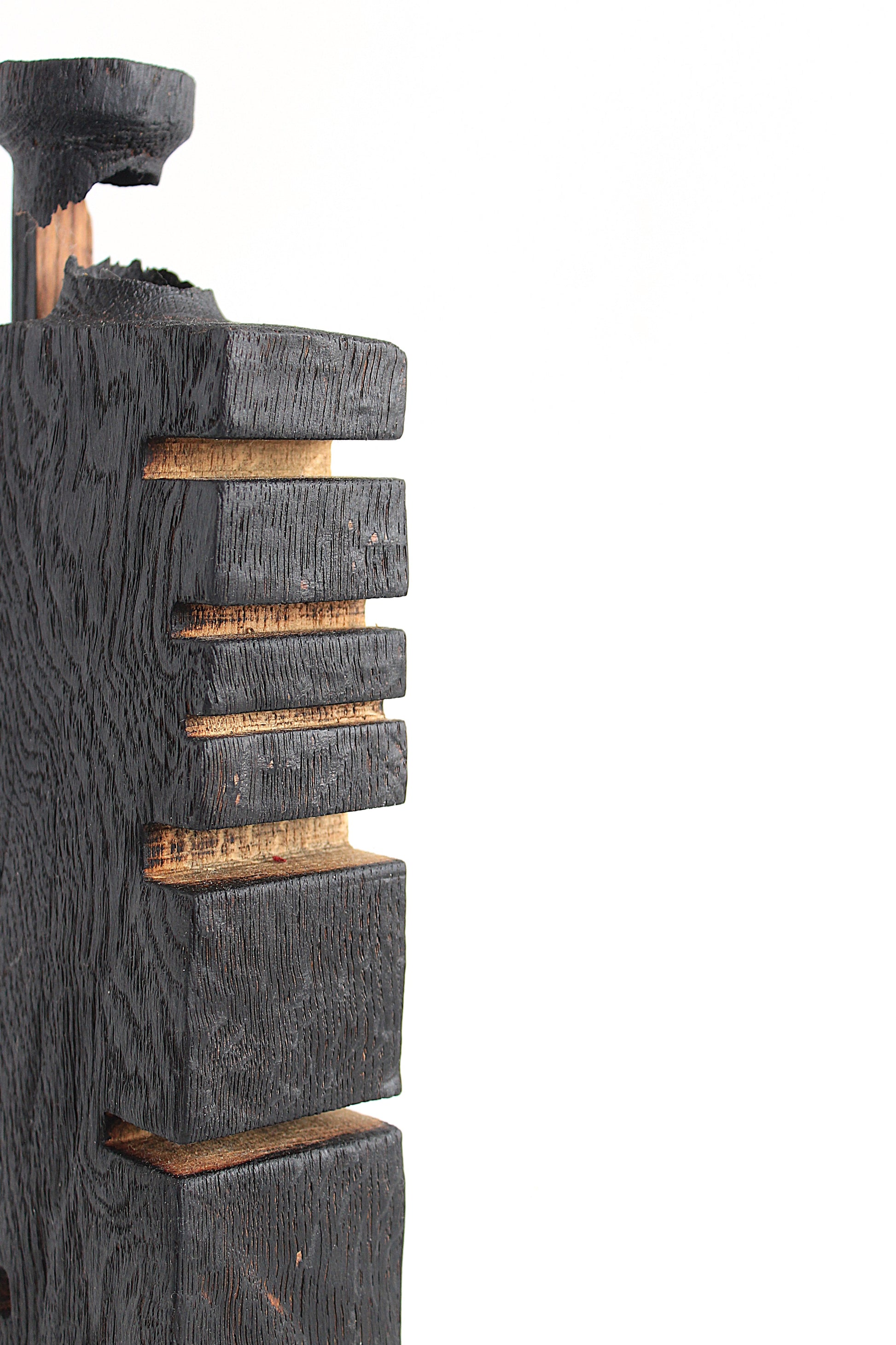 Handcrafted Black Oak Wood Vase for Dried Flowers