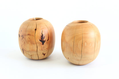 Handcrafted Pear Wood Vase for Dried Flowers - Artisan Made