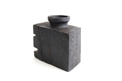 Small Handcrafted Oak Wood Vase for Interior Decor