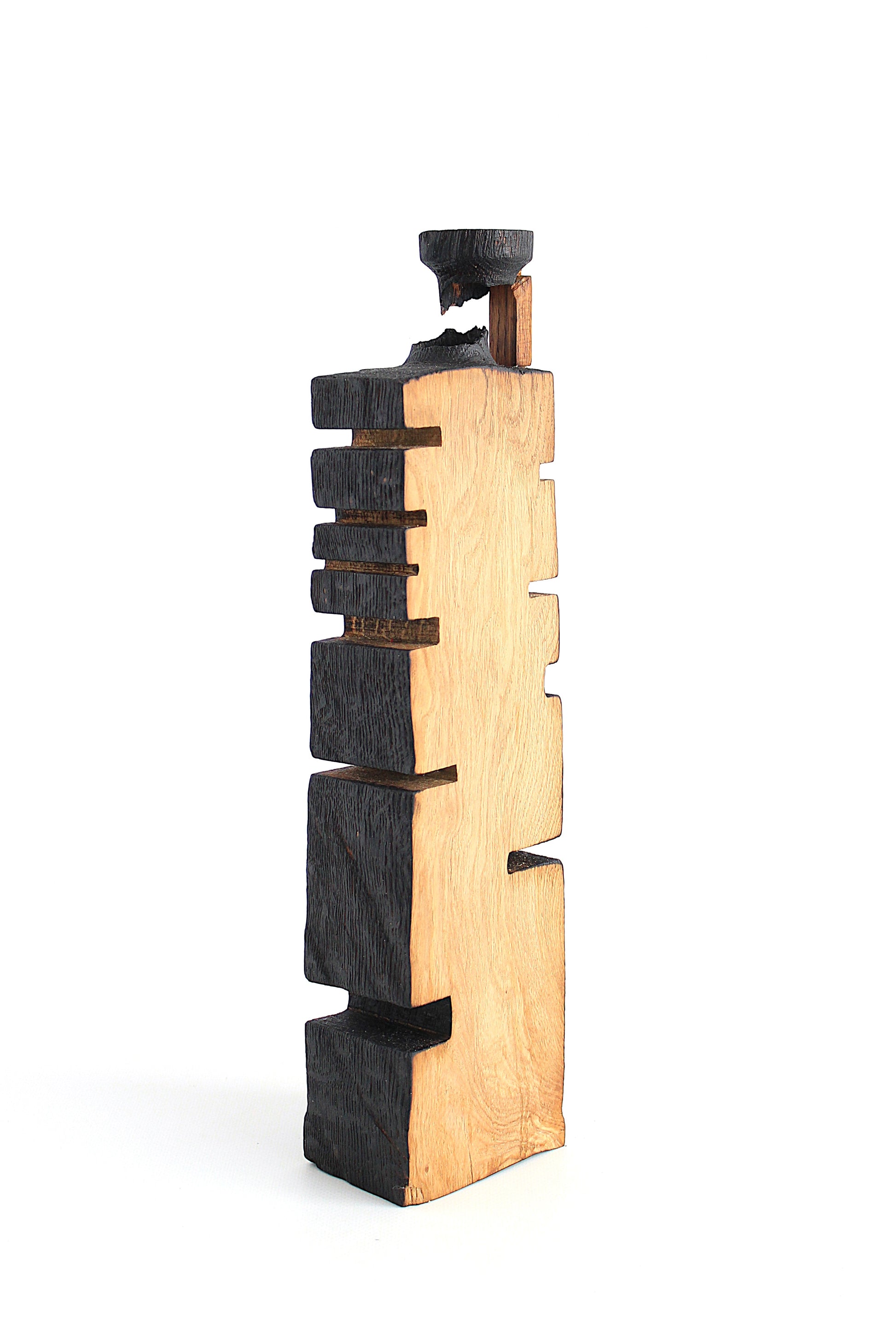 Handcrafted Black Oak Wood Vase for Dried Flowers