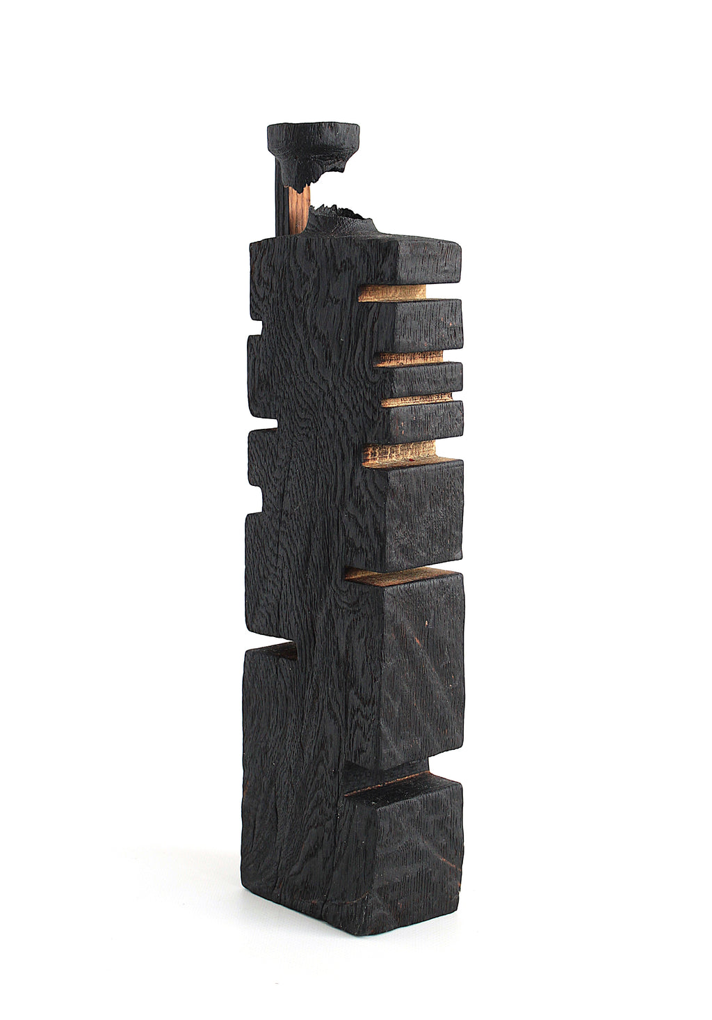 Handcrafted Black Oak Wood Vase for Dried Flowers