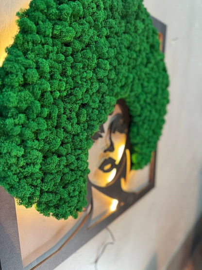 Moss Wall Artwork - "Magic Woman" Wooden Sculpture