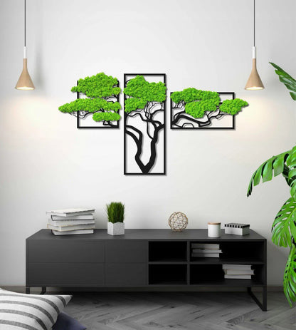 Geometric wood wall art panel Gleia in minimalist living room with natural light